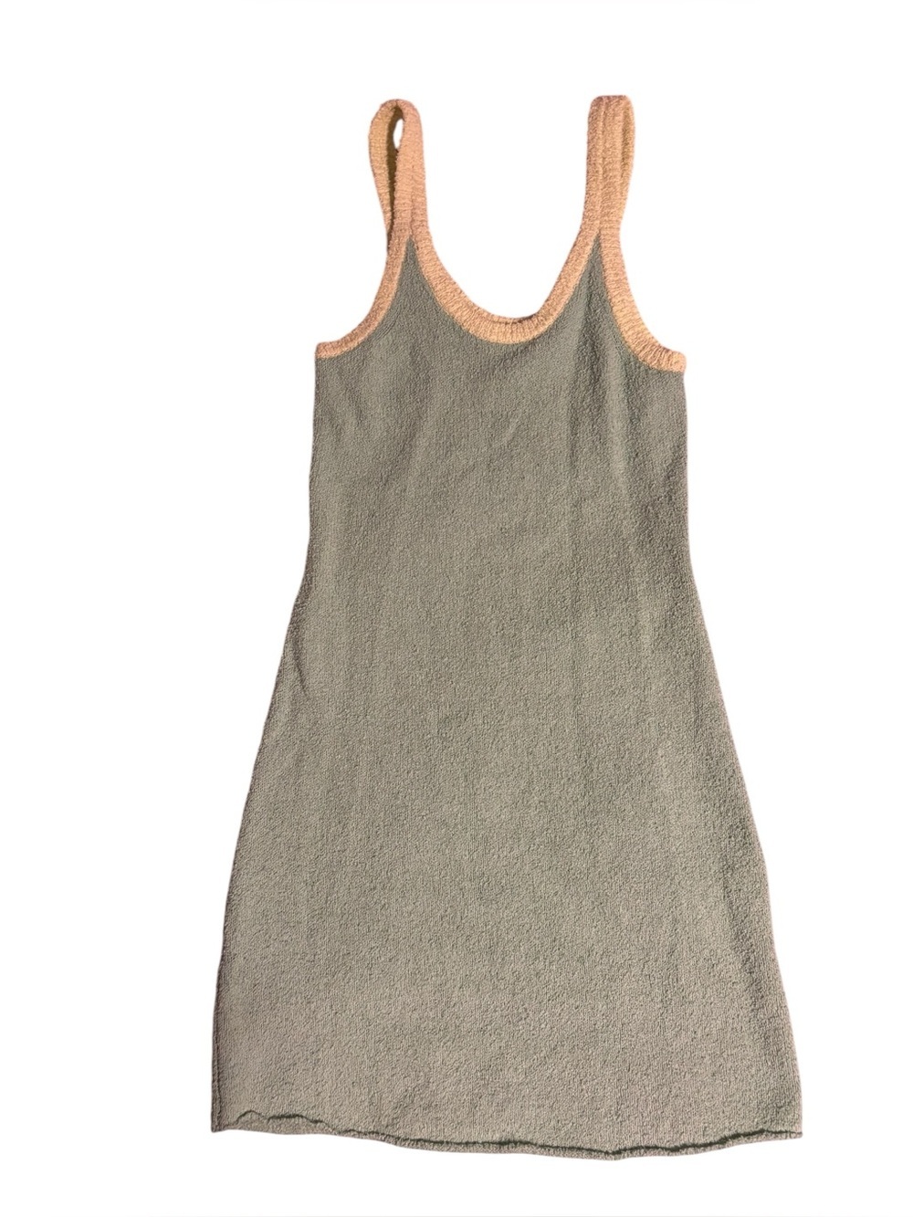 Who What Wear Cotton Textured Knit Tank Mini Dress Mint Green Yellow💕